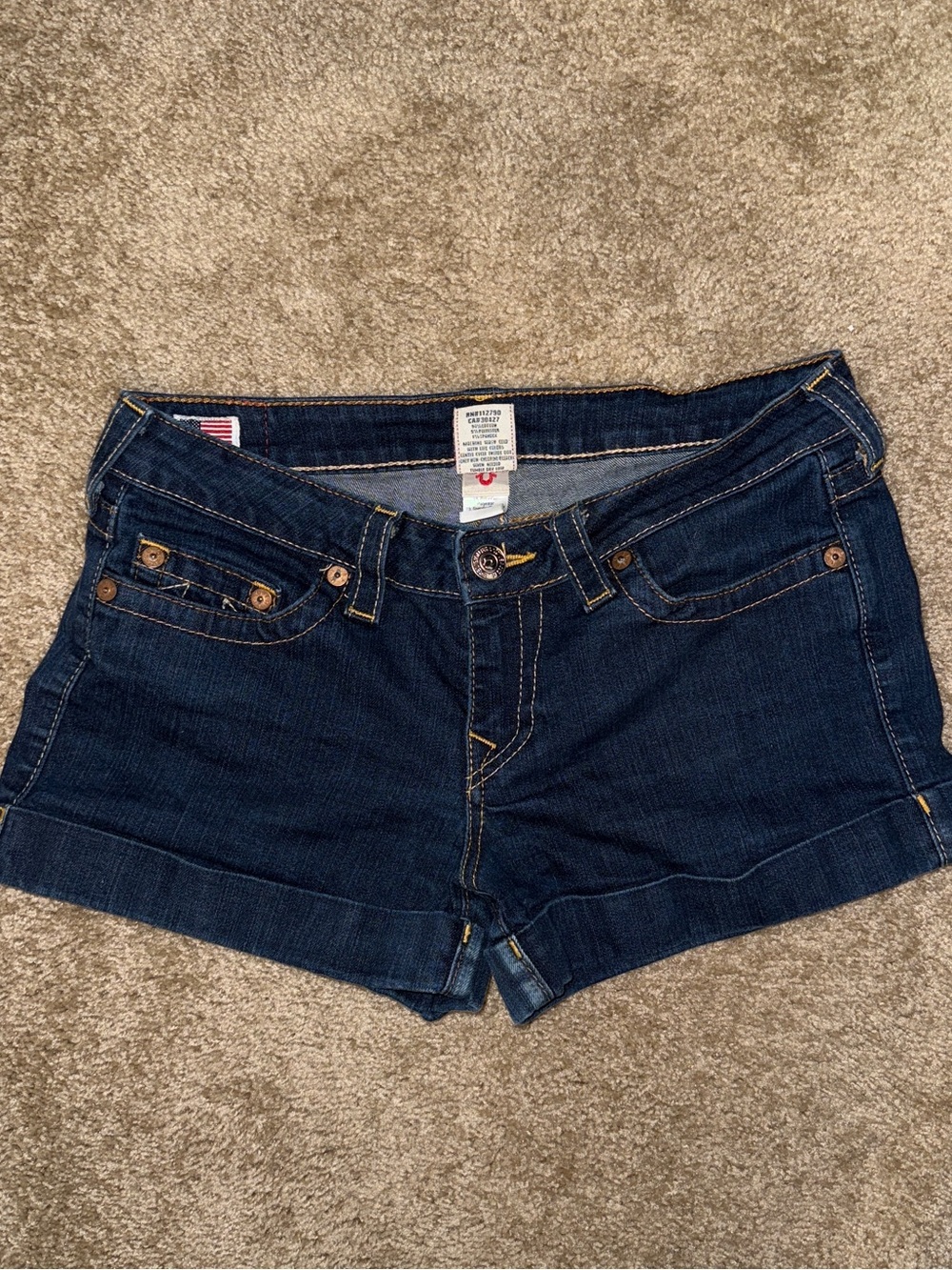 True Religion Jeans in Mid Blue with Gold Stitching